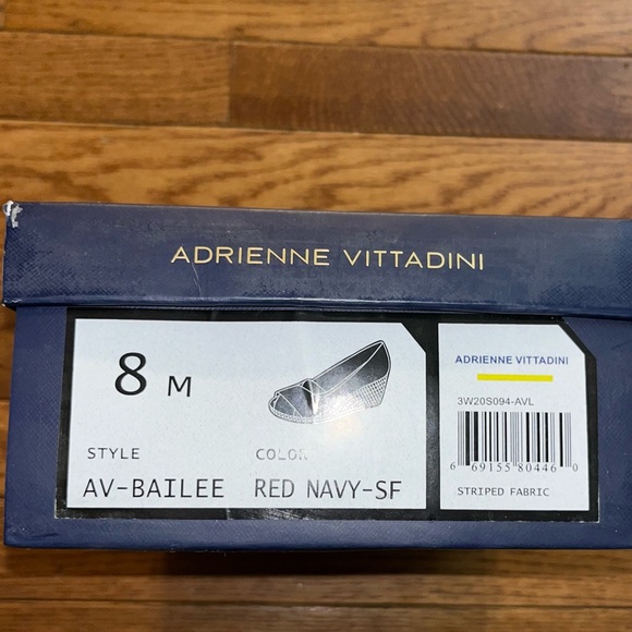 Adrienne Vittadini Navy & Red Bailee Peep Toe Wedges Women’s Size 8 EU 38 - Picture 9 of 10